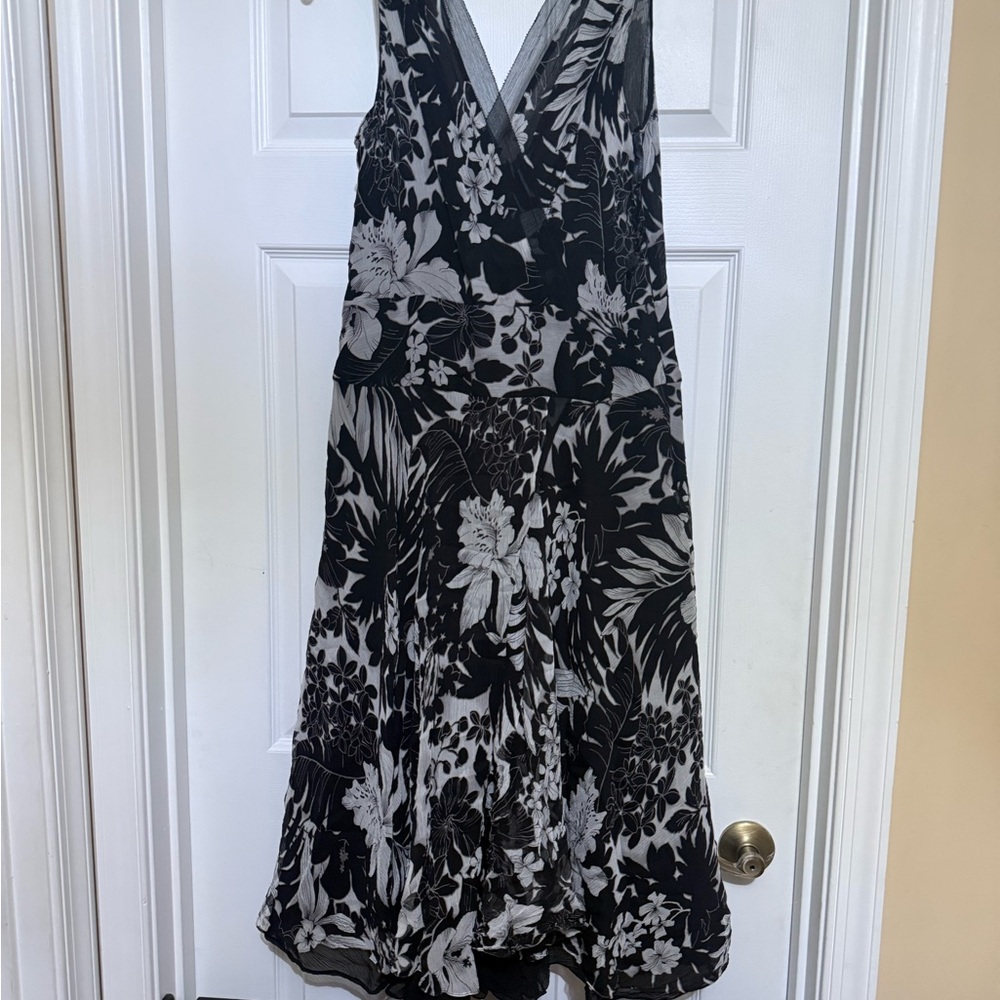 Rickie Freeman for Teri Jon Black and White Floral Dress